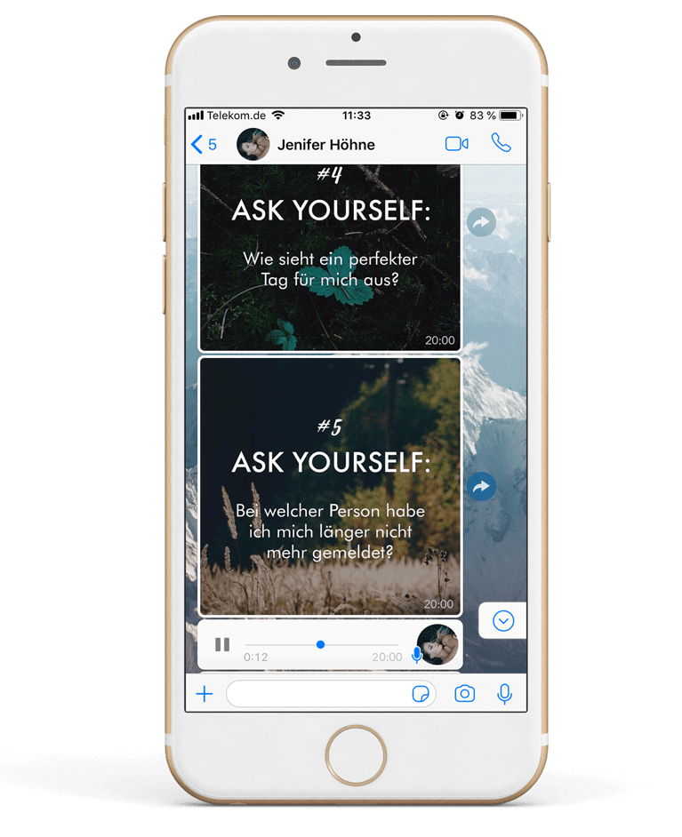 ask-yourself-vorschau. iPhone mit der Darstellung des Ask Yourself Verlaufs